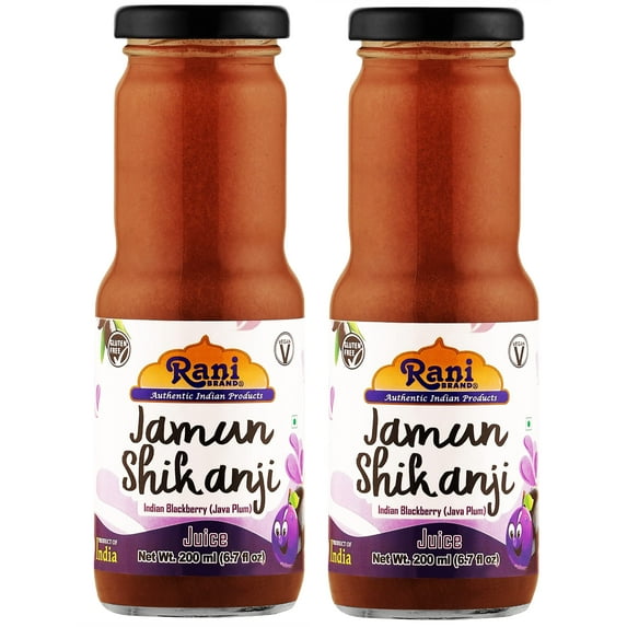 Rani Jamun Shikanji 6.7 fl oz (200 ml) Glass Bottle, Pack of 2 ~ Indian Fruit Beverage | Vegan | Gluten Free | NON-GMO | Indian Origin