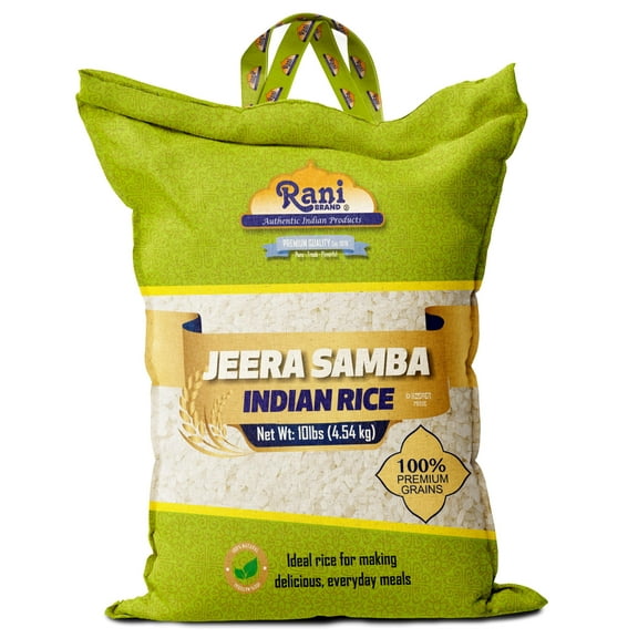 Rani Jeera Samba Indian Rice 160oz (10lbs) 4.54kg Cloth Bag ~ All Natural | Gluten Friendly | Vegan | Kosher | Export Quality | Indian Origin