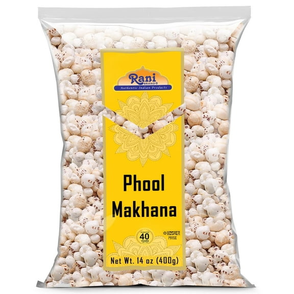 Rani Jumbo Phool Makhana (Fox Nut/Popped Lotus Seed) Plain Raw Uncooked 14oz (400g) ~ All Natural | Vegan | No Colors | Gluten Friendly | NON-GMO | Indian Origin