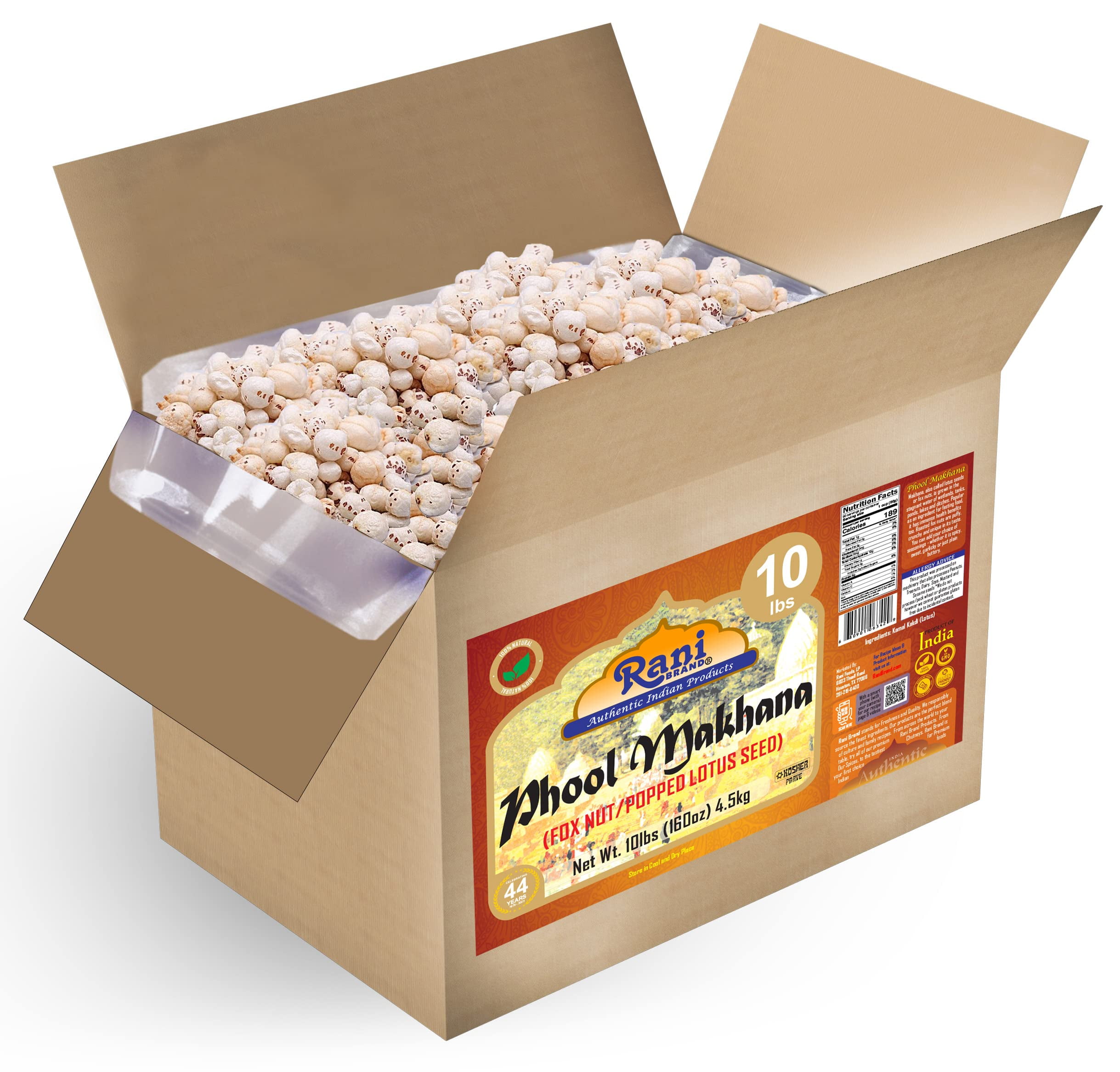 Rani Jumbo Phool Makhana (Fox Nut/Popped Lotus Seed) Plain Raw Uncooked ...