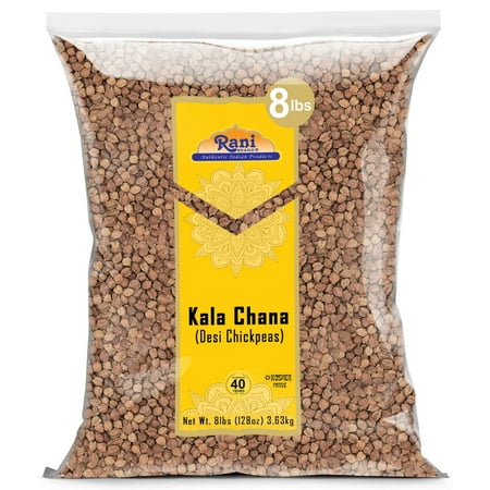Rani Kala Chana (Desi Chickpeas Chana with skin) 128oz (8lbs) 3.63kg Bulk ~ All Natural | Gluten Friendly | NON-GMO | Vegan | Kosher | Indian Origin