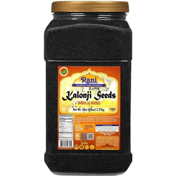 Rani Kalonji Seeds Whole (Black Seed, Nigella Sativa, Black Cumin) Spice 80oz (5lbs) 2.27kg Bulk PET Jar ~ All Natural | Gluten Friendly | NON-GMO | Vegan | Kosher | Indian Origin