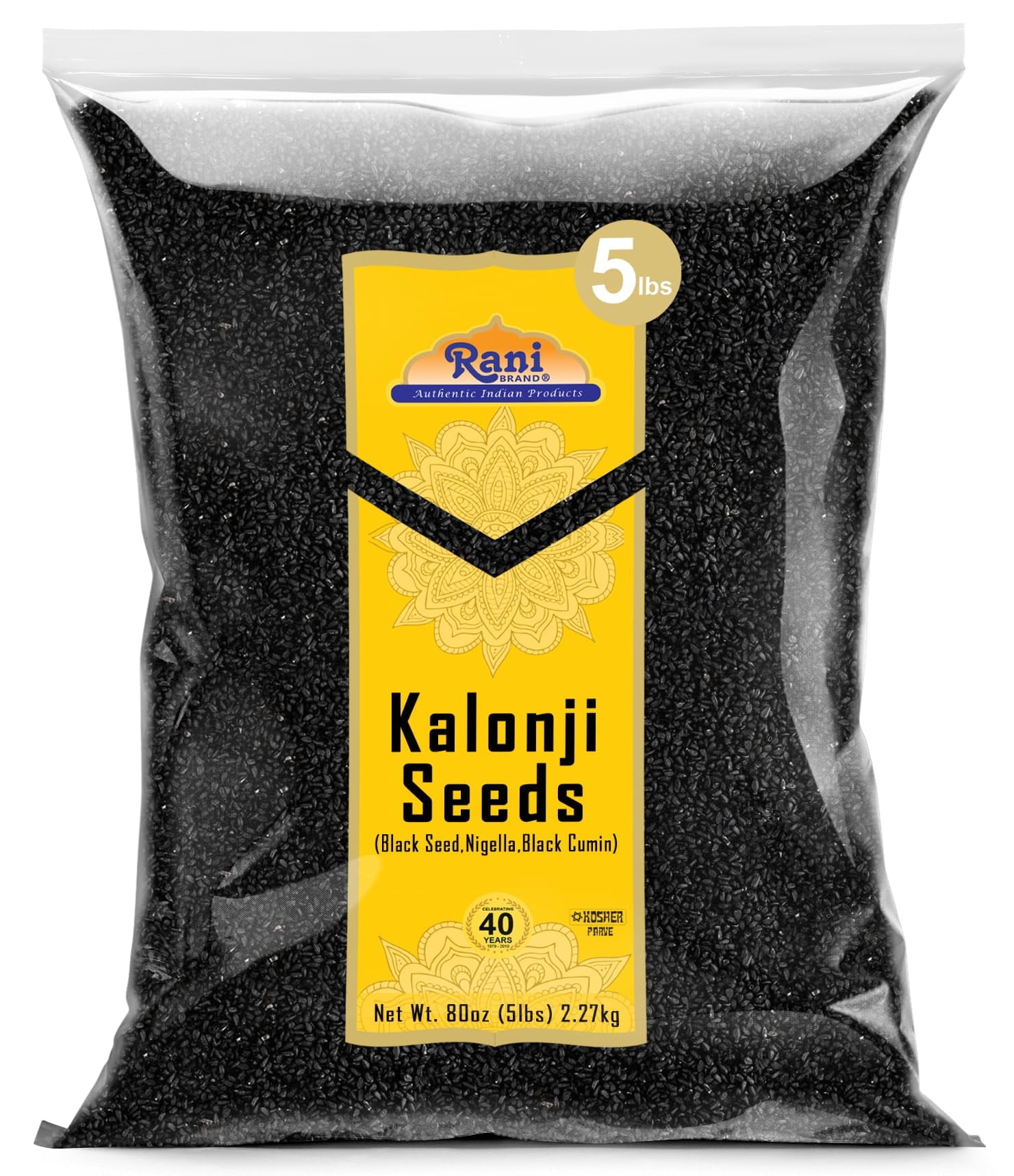 Rani Kalonji Seeds Whole Spice (Black Seed, Nigella Sativa, Black Cumin) 80oz (5lbs) 2.27kg ~ All Natural | Gluten Friendly | NON-GMO | Kosher | Vegan | Indian Origin