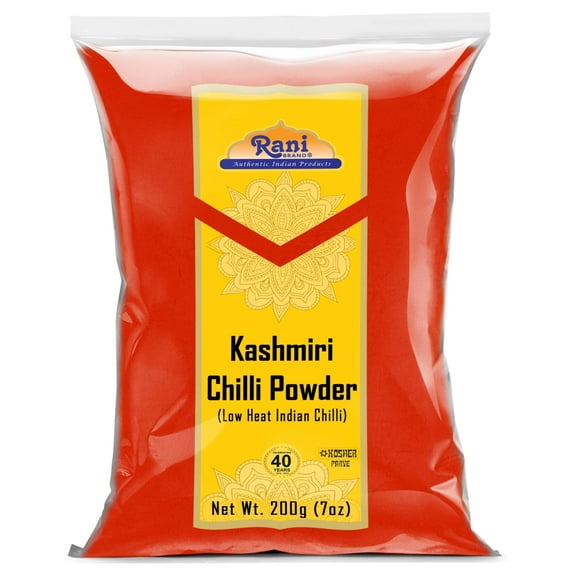 Rani Kashmiri Chilli Powder (Deggi Mirch, Low Heat) Ground Indian Spice 7oz (200g) ~ All Natural, Salt-Free | Kosher | Vegan | Gluten Friendly | Perfect for Deviled Eggs & other low heat dishes