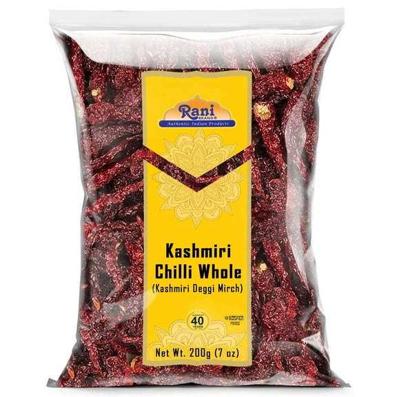 Rani Kashmiri Chilli Whole (Deggi Mirch, Low Heat) 7oz (200g) ~ Natural | Salt-Free | Vegan | No Colors | Gluten Friendly | NON-GMO | Kosher | Indian Origin
