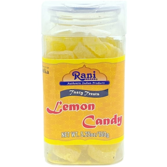 Rani Lemon Candy 5.25oz (150g) Vacuum Sealed, Easy Open Top, Resealable Container ~ Indian Tasty Treats | Vegan | Gluten Friendly | NON-GMO | Indian Origin