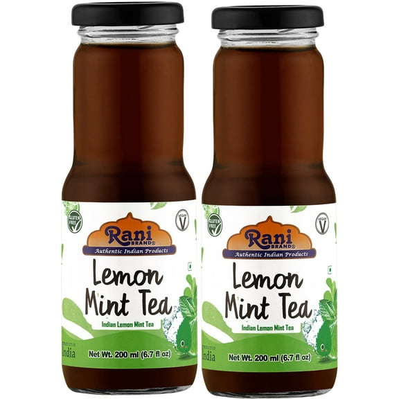 Rani Lemon Mint Tea 6.7 fl oz (200 ml) Glass Bottle, Pack of 2 ~ Indian Fruit Beverage | Vegan | Gluten Free | NON-GMO | Indian Origin