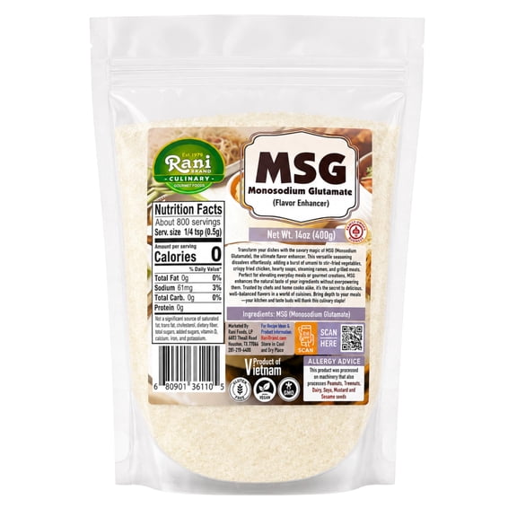 Rani MSG (Monosodium Glutamate) 14oz (400g) ~ Gluten Free | NON-GMO | Kosher | Vegan | Product of Vietnam