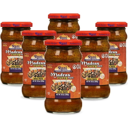 Rani Madras Curry Cooking Spice Paste 10.5oz (300g) Glass Jar, Pack of 5+1 FREE ~ No Colors | All Natural | NON-GMO | Kosher | Vegan | Gluten Free | Indian Origin