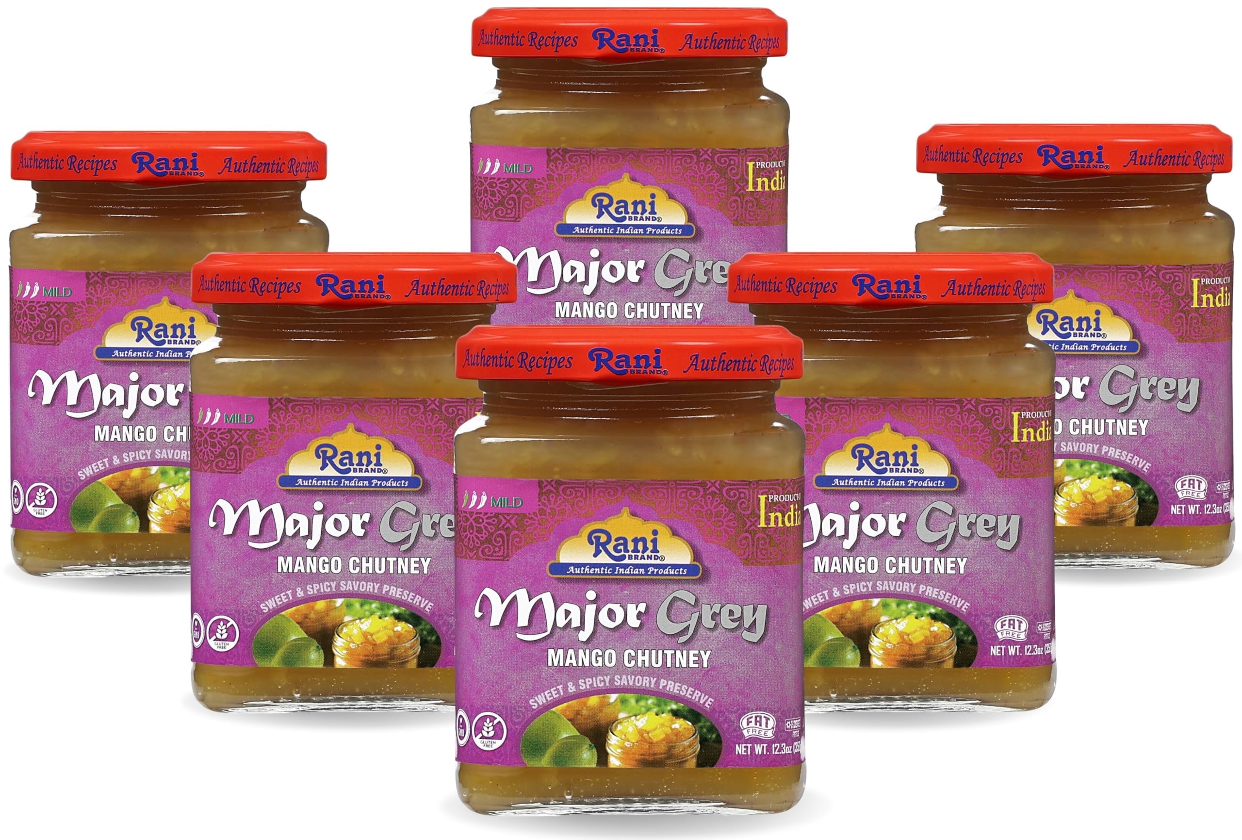 Rani Major Grey Mango Chutney Condiments, 12.3oz Glass Jar, Vegan, Pack ...