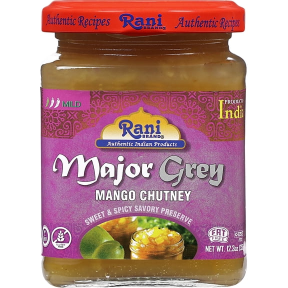 Rani Major Grey Mango Chutney (Indian Preserve) 12.3oz (350g) Glass Jar, Ready to eat, Vegan ~ Gluten Free, All Natural, NON-GMO, Kosher