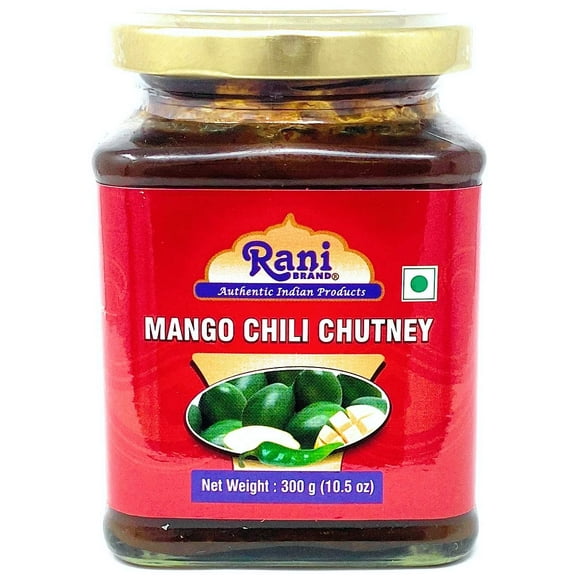 Rani Mango Chili Chutney (Spicy Indian Preserve) 10.5oz (300g) Glass Jar, Ready to eat, Vegan ~ Gluten Free, All Natural, NON-GMO