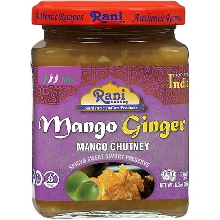 Rani Mango & Ginger Chutney (Indian Preserve) 10.5oz (300g) Glass Jar, Ready to eat, Vegan ~ Gluten Free, All Natural, NON-GMO, Kosher