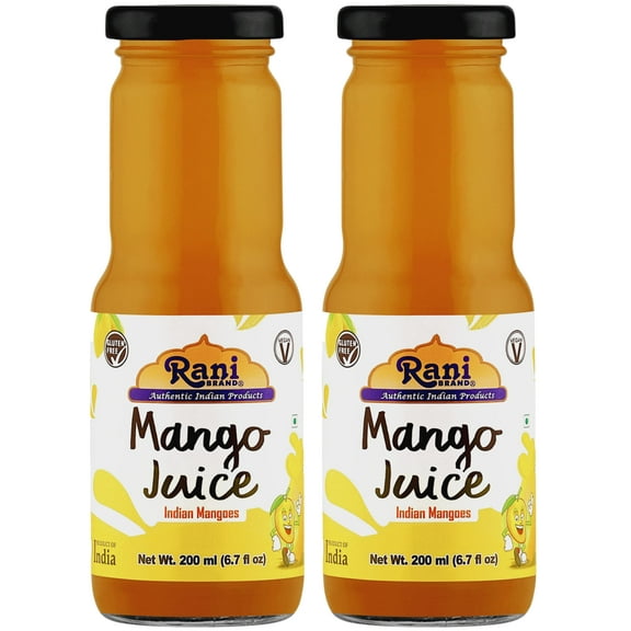 Rani Mango Juice 6.7 fl oz (200 ml) Glass Bottle, Pack of 2 ~ Indian Fruit Beverage | Vegan | Gluten Free | NON-GMO | Indian Origin