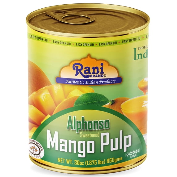 Rani Mango Pulp Puree (Makes Mango Lassi Shakes) Alphonso Sweetened 30oz (1.875lbs) 850g ~ Kosher | All Natural | NON-GMO | Vegan | No colors | Gluten Free | Indian Origin