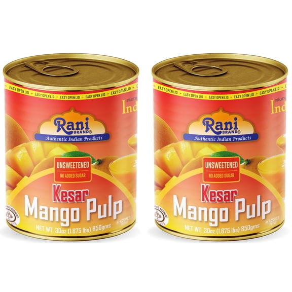 Rani Mango Pulp Puree (Makes Mango Lassi Shakes) Kesar Unsweetened 30oz (1.875lbs) 850g Pack of 2 ~ Kosher | All Natural | NON-GMO | Vegan | No colors | Gluten Friendly | Indian Origin