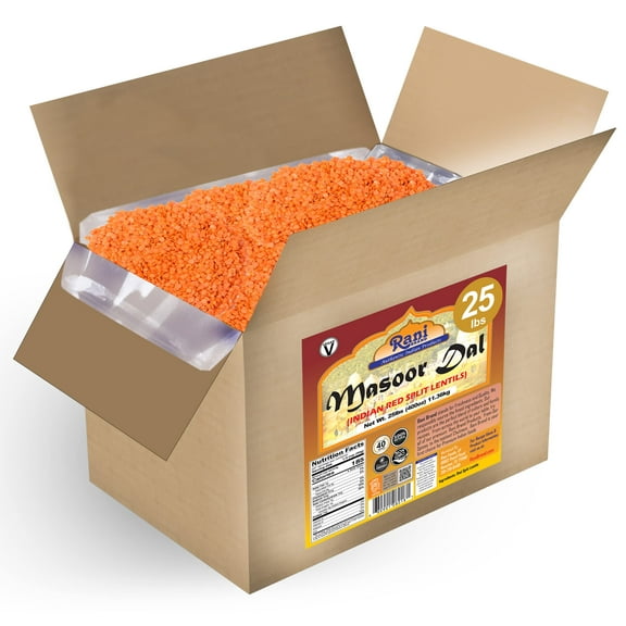 Rani Masoor Dal (Indian Red Lentils) Split Gram 400oz (25lbs) 11.36kg Bulk Box ~ All Natural | Gluten Friendly | NON-GMO | Vegan | Indian Origin