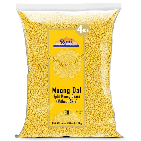 Rani Moong Dal (Split Mung Beans without skin) Indian Lentils, 64oz (4lbs) 1.81kg ~ All Natural | Gluten Friendly | NON-GMO | Kosher | Vegan | Indian Origin