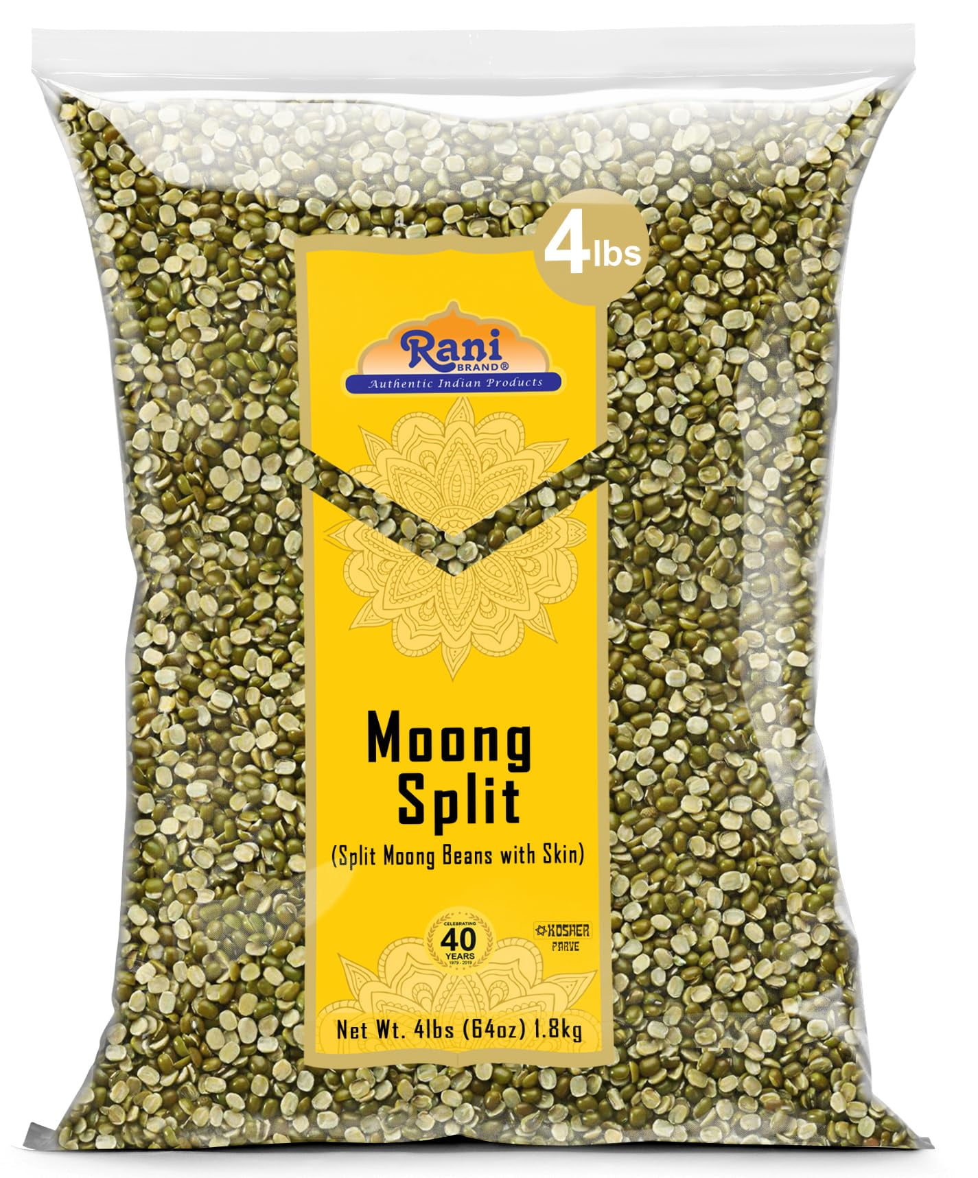 Rani Moong Split (Split Mung Beans with Skin) Lentils Indian 64oz (4lbs