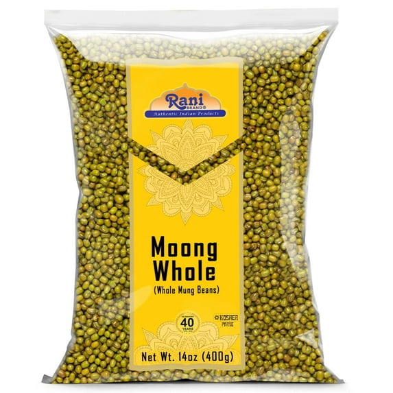 Rani Moong Whole (Ideal for cooking & sprouting, Whole Mung Beans with skin) Lentils Indian 14oz (400g) ~ All Natural | Gluten Friendly | Non-GMO | Kosher | Vegan | Indian Origin