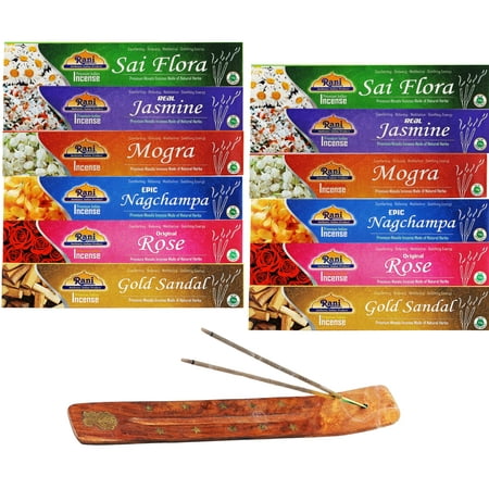 Rani Multi Pack Incense (Masala Incense Made of Natural Herbs) 2 of Each Scents (Total of 12 Packets) ~ Total of 120 Incense sticks | For Puja Purposes | Indian Origin