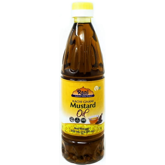 Rani Mustard Oil (Kachi Ghani) 16.9 Ounce (500ml) NON-GMO | Kosher | Gluten Free | Vegan | 100% Natural