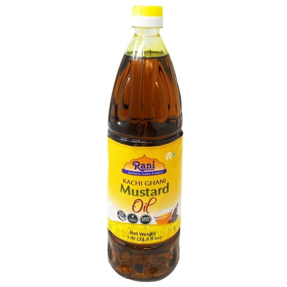 Rani Mustard Oil (Kachi Ghani) 33.8oz (1 Liter) NON-GMO | Gluten Free | Vegan | 100% Natural