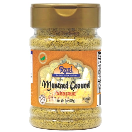 Rani Mustard Seeds Ground, Powder Spice (Rai Sarson) 3oz (85g) PET Jar ~ All Natural | Gluten Friendly | NON-GMO | Vegan | Indian Origin