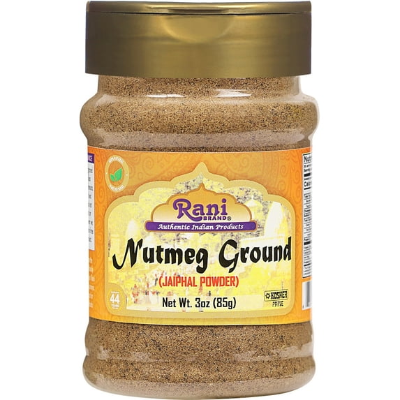 Rani Nutmeg (Jaiphul) Ground Powder Spice 3oz (85g) PET Jar ~ All Natural | Vegan | Gluten Friendly | NON-GMO | Indian Origin