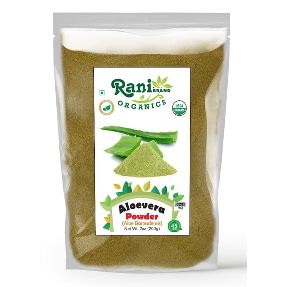 Rani Organic Aloevera Powder (Aloe Barbadensis) 7oz (200g) ~ All Natural | No Color | Gluten Friendly | Vegan | Non-GMO | Kosher | No Salt or fillers | Indian Origin | USDA Organic Certified