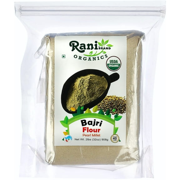 Rani Organic Bajri Flour (Pearl Millet) 32oz (2lbs) 908g ~ All Natural | Vegan | Gluten Friendly | NON-GMO | Indian Origin | USDA Certified Organic