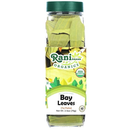 Rani Organic Bay Leaves (Tej Patta) Whole Spice Hand Selected Extra Large 2.5oz (70g) PET Jar ~ All Natural | Gluten Friendly | NON-GMO | Vegan | Indian Origin | USDA Certified Organic