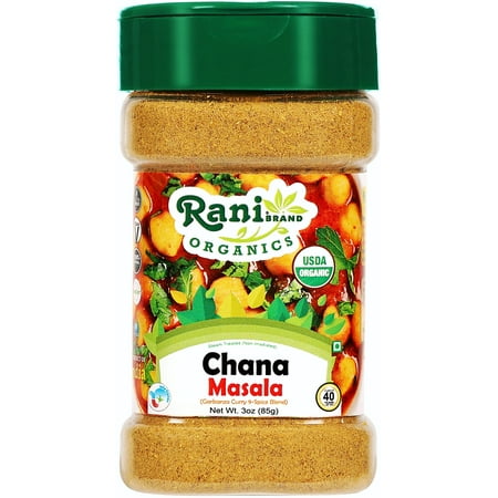 Rani Organic Chana Masala (Garbanzo Curry 9-Spice Blend) 3oz (85g) PET Jar ~ All Natural | Vegan | Gluten Friendly | NON-GMO | Indian Origin | USDA Certified Organic
