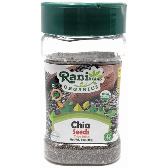 Rani Organic Chia Seeds 3oz (85g) PET Jar ~ All Natural | Vegan | Gluten Friendly | NON-GMO | Kosher | Indian Origin | USDA Certified Organic
