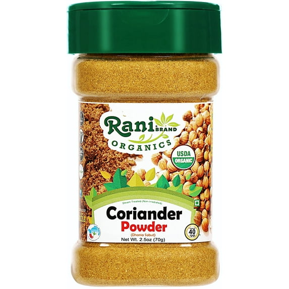 Rani Organic Coriander Powder (Dhania Powder) 2.5oz (70g) PET Jar ~ All Natural | Vegan | Gluten Friendly | NON-GMO | Indian Origin | USDA Certified Organic