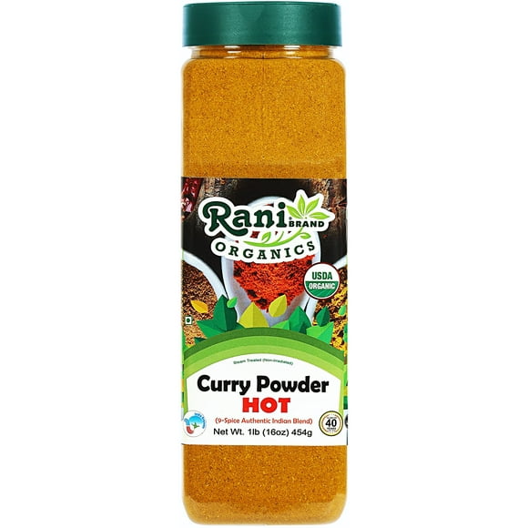 Rani Organic Curry Powder Hot (9-Spice Authentic Indian Blend) 16oz (1lb) 454g PET Jar ~ All Natural | Salt-Free | Vegan | Gluten Friendly | NON-GMO | Indian Origin | USDA Certified Organic