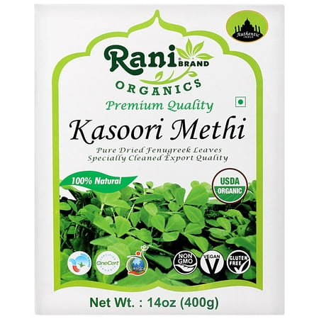 Rani Organic Fenugreek Leaves Dried (Kasoori Methi) 14oz (400g) ~ All Natural | Vegan | Gluten Friendly | NON-GMO | Indian Origin | USDA Certified Organic