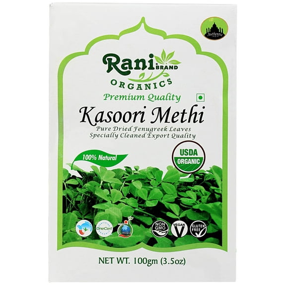 Rani Organic Fenugreek Leaves Dried (Kasoori Methi) 3.5oz (100g) ~ All Natural | Vegan | Gluten Friendly | NON-GMO | Indian Origin | USDA Certified Organic