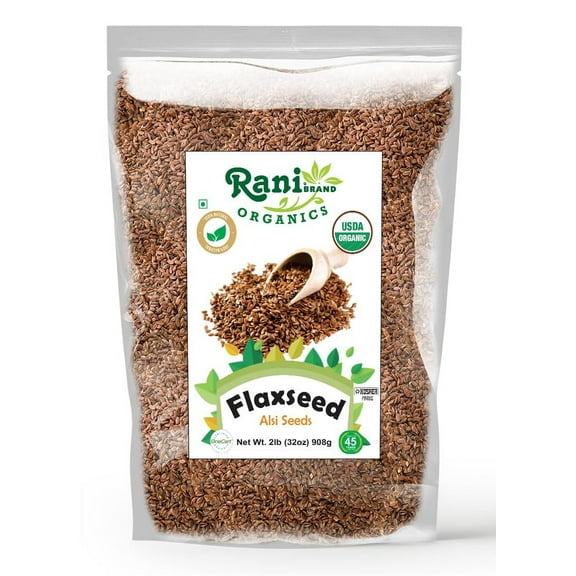 Rani Organic Flax Seeds Whole Raw (Alsi, Linum usitatissimum) 32oz (2lbs) 908g ~ All Natural | Gluten Friendly | Non-GMO | Kosher | Vegan | Indian Origin | USDA Certified Organic