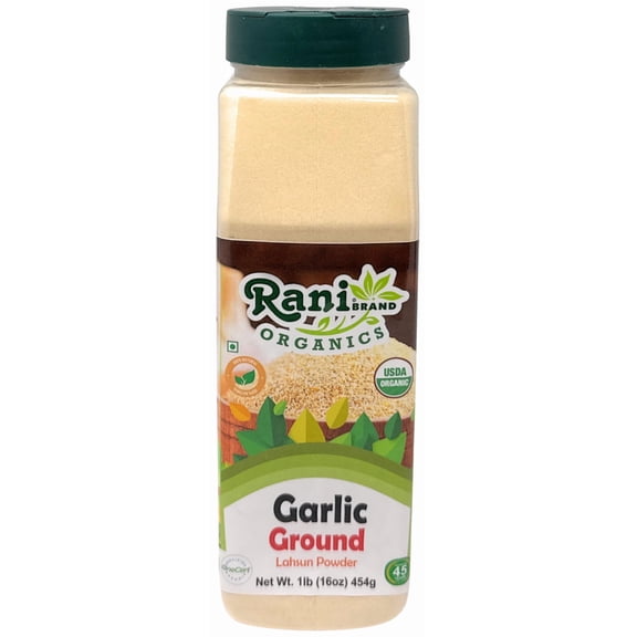 Rani Organic Ground Garlic (Lahsun Powder) 16oz (1lb) 454g PET Jar ~ All Natural | Gluten Friendly | Vegan | NON-GMO | Kosher | No Salt or fillers | Indian Origin | USDA Certified Organic