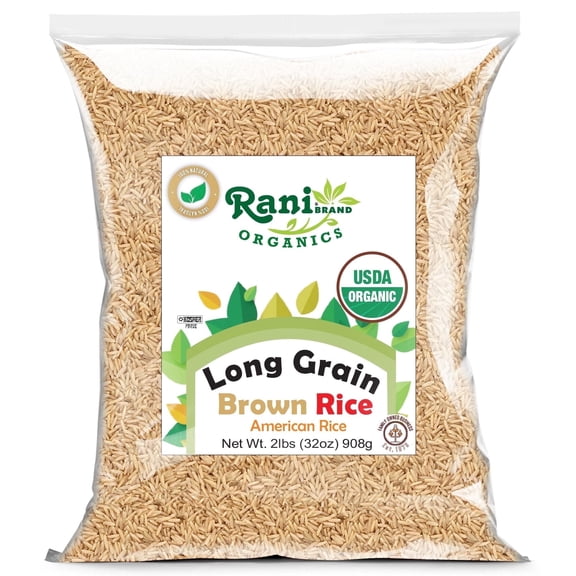 Rani Organic Long Grain Brown Rice 32oz (2lbs) 908g ~ All Natural | Gluten Friendly | Vegan | Non-GMO | Kosher | USDA Certified Organic