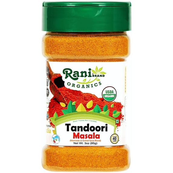Rani Organic Tandoori Masala (Marinade & Grilled Spice Blend) 8-Spice Indian Blend 3oz (85g) PET Jar ~ All Natural | Vegan | Gluten Friendly | NON-GMO | Indian Origin | USDA Certified Organic