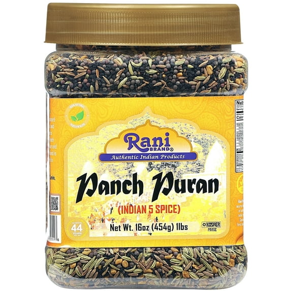 Rani Panch Puran (5 Spice) 16oz (1lb) 454g PET Jar ~ All Natural | Vegan | Gluten Friendly | NON-GMO | Kosher | Indian Origin (Equal Blend of Fenugreek, Mustard, Kalonji/Nigella, Fennel and Cumin)
