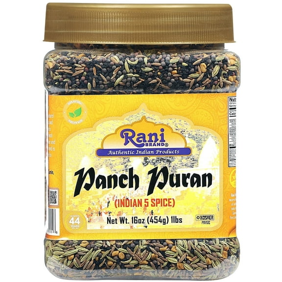Rani Panch Puran (5 Spice) 16oz (1lb) 454g PET Jar ~ All Natural | Vegan | Gluten Friendly | NON-GMO | Kosher | Indian Origin (Equal Blend of Fenugreek, Mustard, Kalonji/Nigella, Fennel and Cumin)