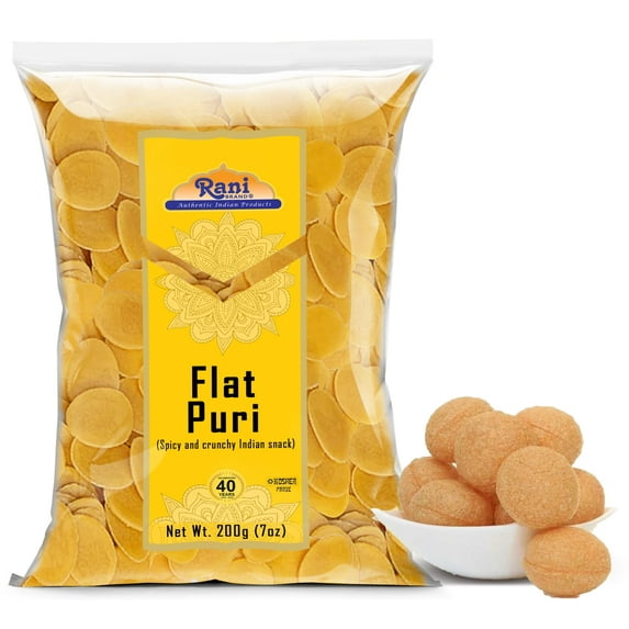 Rani Pani Puri Coins 7oz (200g) 80-85 Coins ~ Uncooked, Microwaveable wheat and Semolina Coins ~ All Natural | Vegan | NON-GMO | Kosher