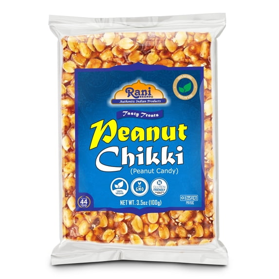 Rani Peanut Chikki (Brittle Candy) 3.5oz (100g) ~ All Natural | Vegan | No colors | Gluten Friendly | Kosher | Indian Origin