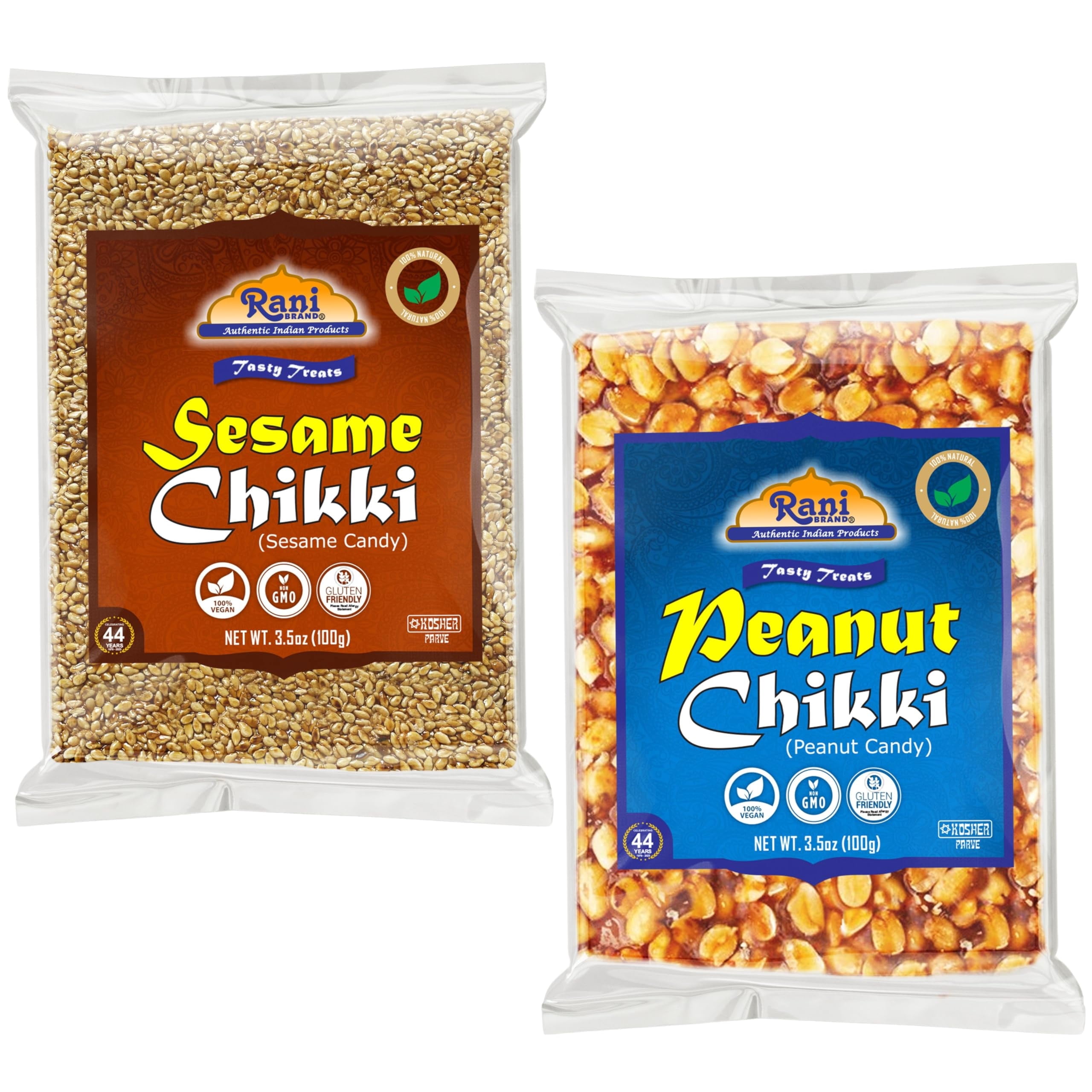 Rani Peanut & Sesame Chikki (Brittle Candy) 100g (3.5oz) x Pack of