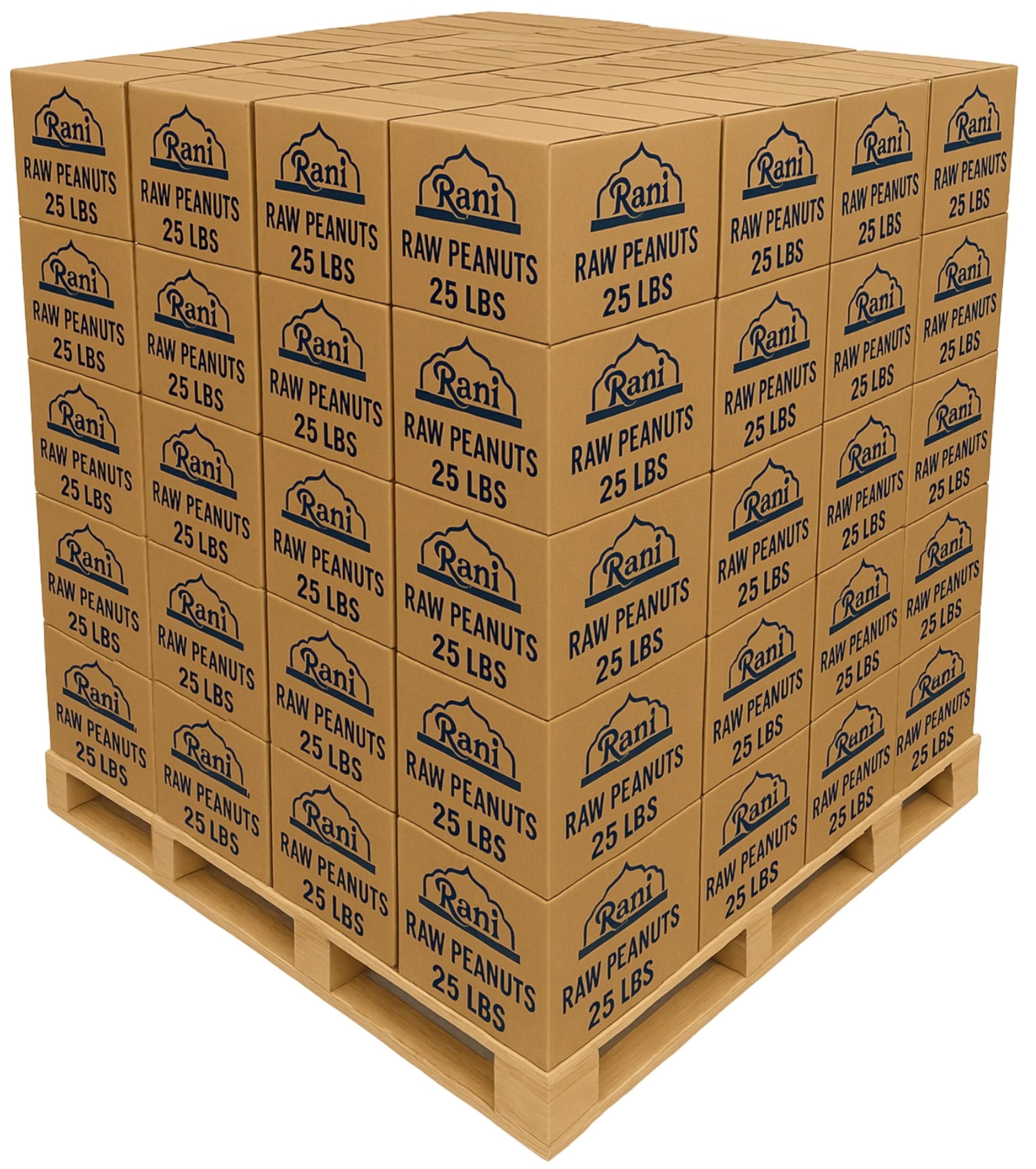 Rani Peanuts, Raw Whole With Skin (uncooked, unsalted) 25lbs (400oz) Bulk Box, 80 cases per Pallet ~ All Natural | Vegan | Gluten Friendly | Fresh ~ Spanish Grade Groundnut/Red-skin