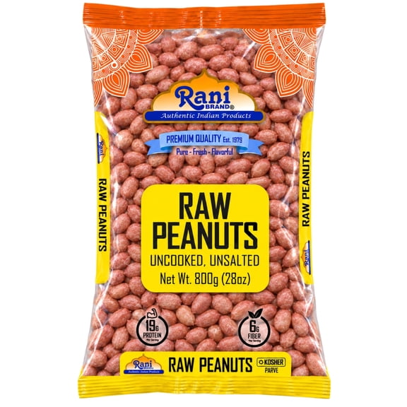 Rani Raw Peanuts with Skin 28 oz (800 g) - Unsalted, Uncooked Spanish Grade Groundnut/Red-skin for Roasting, Boiling & Baking | All Natural, Vegan, Kosher | Product of USA