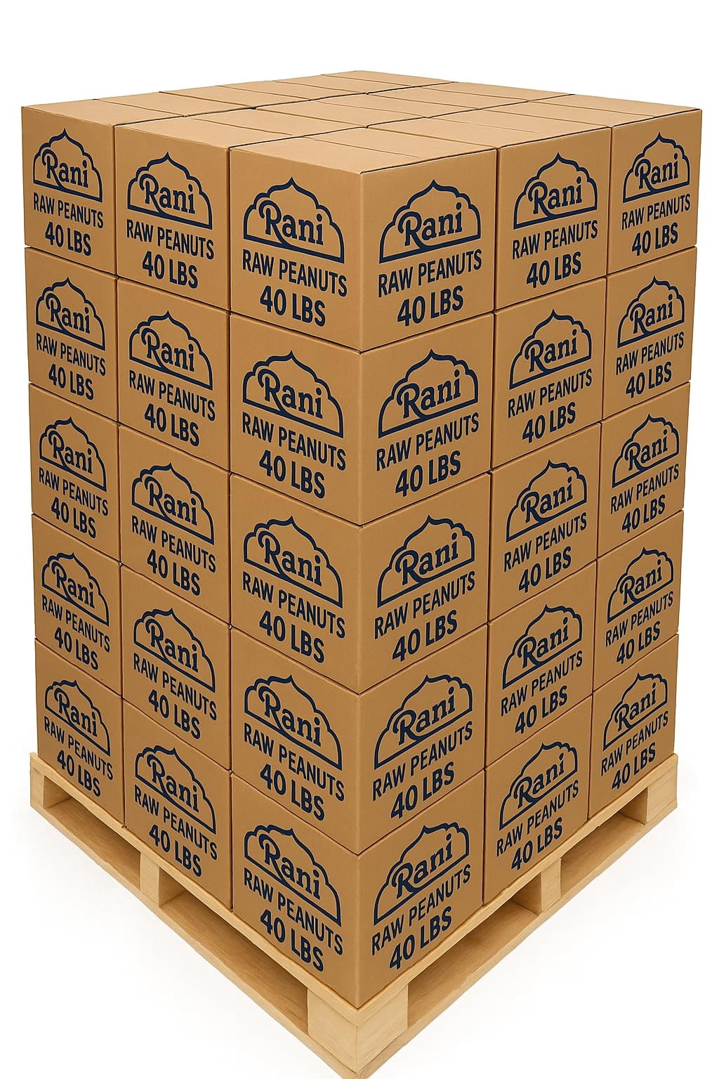Rani Peanuts, Raw Whole With Skin (uncooked, unsalted) 40lbs (600oz) Bulk Box, 50 cases per Pallet ~ All Natural | Vegan | Gluten Friendly | Fresh Product of USA ~ Spanish Grade Groundnut/Red-skin